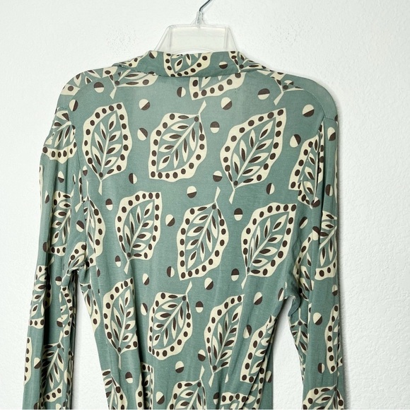 BODEN Collar Jersey True Wrap Stretch Leaf Midi Dress - Picture 6 of 13